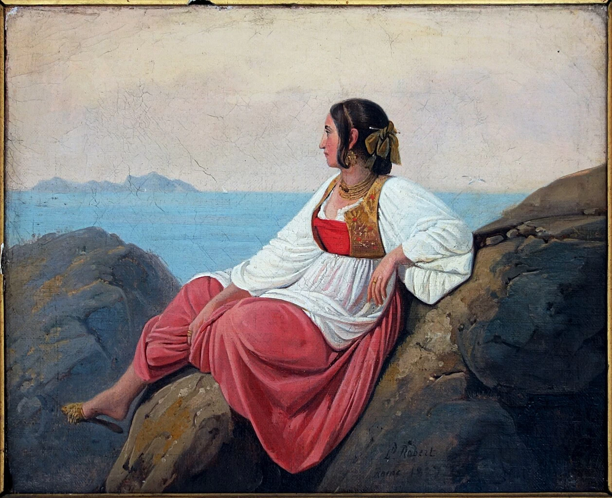 Giovane donna italiana seduta sugli scogli a Capri (1827) - Palais des Beaux, Arts de Lille